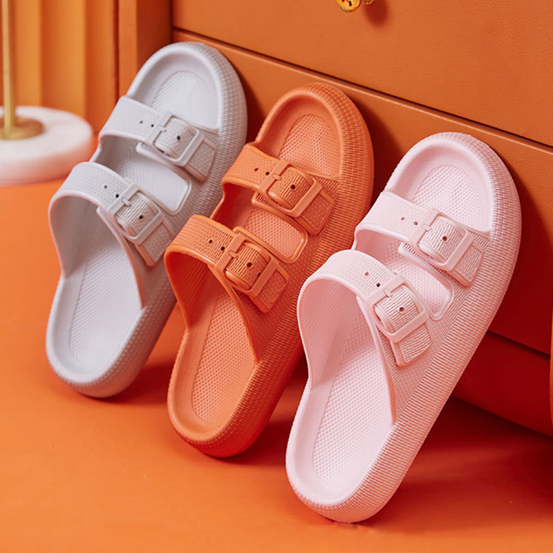 Outdoor Camping Slippers - ファッションバックル厚いプラットフォームスリッパ女性ホームソフトソール eva クラウドスライドサンダル女性 2025 夏ノンスリップビーチフリップフロップ