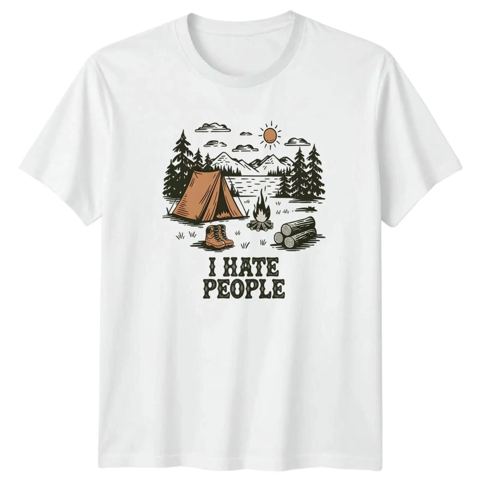 Outdoor Und Camping - I Hate People Tシャツ キャンプ アウトドア