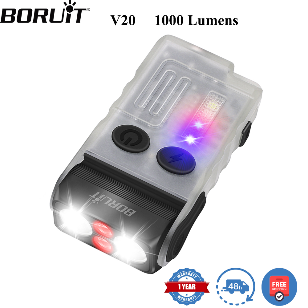 Outdoor Camping Glamping - BORUiT V20 蛍光ブザー EDC LEDキーチェーン懐中電灯 ヘッドスイベル付き