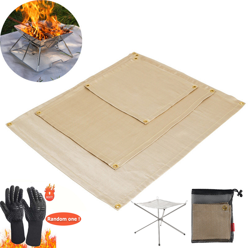 Outdoor Camping Rug - 屋外キャンプ耐火布ピクニックバーベキュー断熱マット難燃性高温防火ブランケットグラスファイバーマット