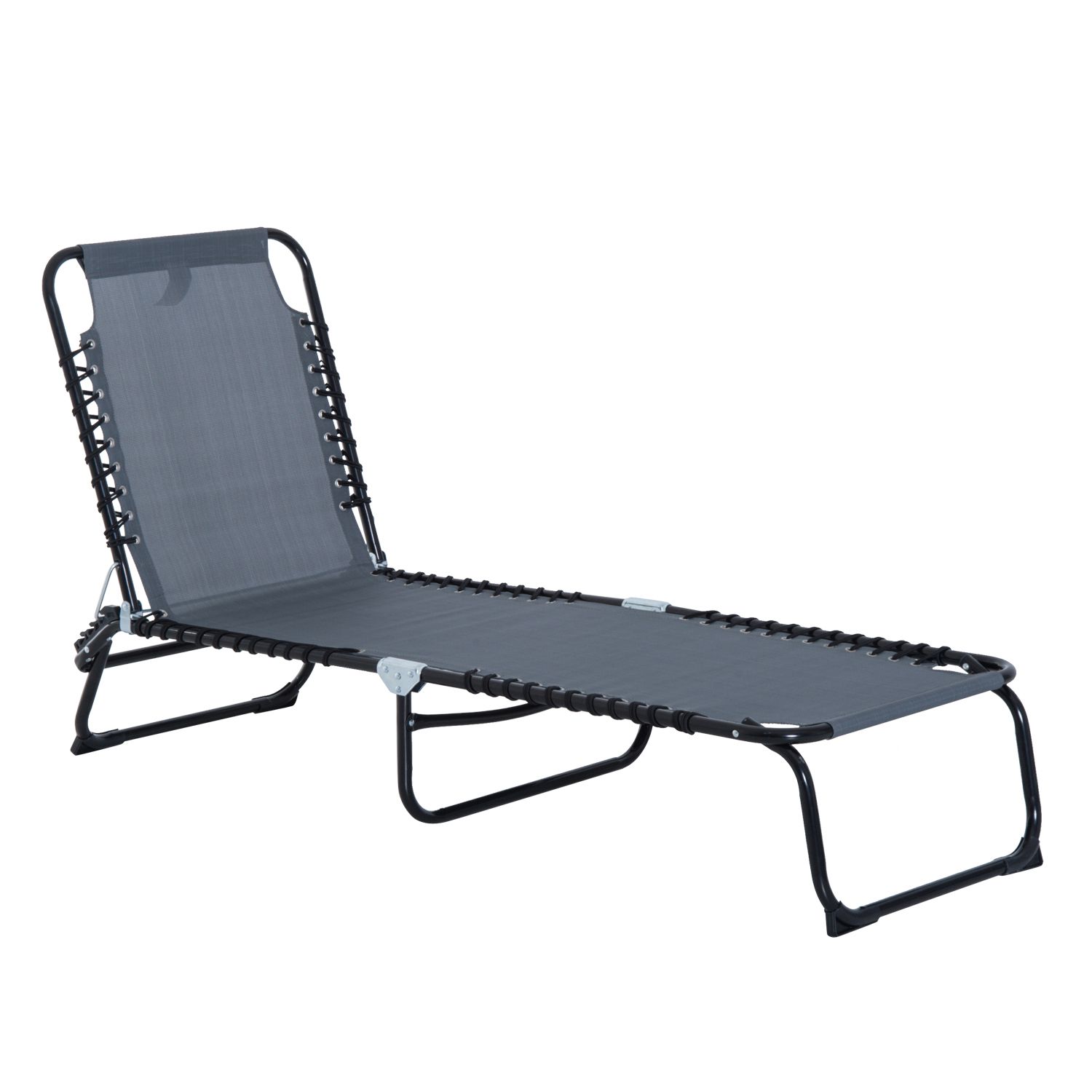Folding Chair - 折りたたみ式ラウンジチェア、4段階背もたれ調整、枕付き、通気性のあるメッシュ素材、パティオ、庭、プールサイドに最適、ベビーブルー
