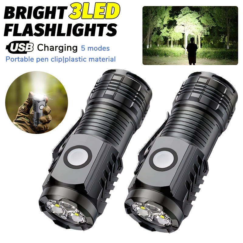 Outdoor Camping Items - ポータブルミニ LED ハンドヘルド懐中電灯強力な指先トーチ屋外防水ハイキングキャンプフラッシュライトペンクリップ付き