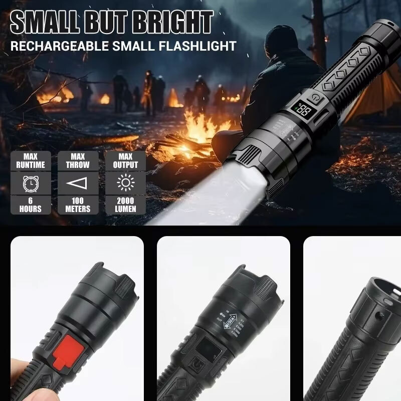 高強力パワー LED 懐中電灯 2000LM 戦術トーチ デ - Outdoor Camping Glamping のレビューと価格