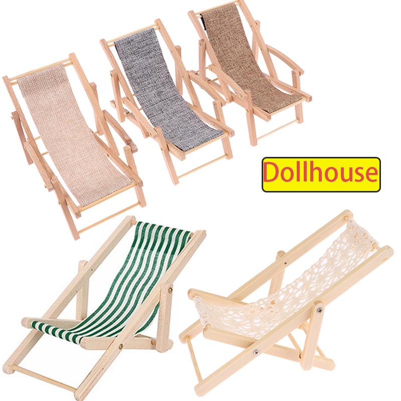 1Pc 1/12 ドールハウス折りたたみデッキチェアドールハ - Folding Chair のレビューと価格