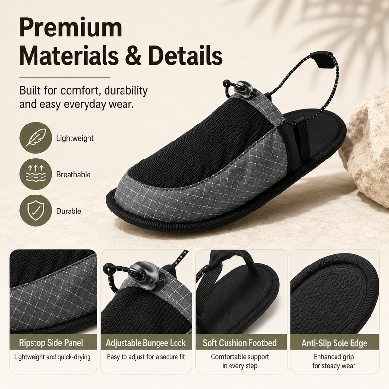 折りたたみ式速乾ウォータースリッパ、滑り止め、素足ウェーディ - Outdoor Camping Slippers のレビューと価格