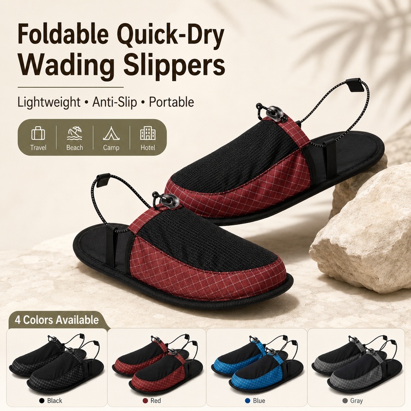 折りたたみ式速乾ウォータースリッパ、滑り止め、素足ウェーディ - Outdoor Camping Slippers のレビューと価格