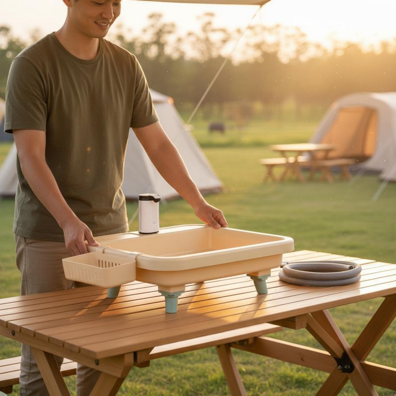 ポータブル手洗いステーション シングルボタン機能付き キャン - Outdoor In Camping のレビューと価格